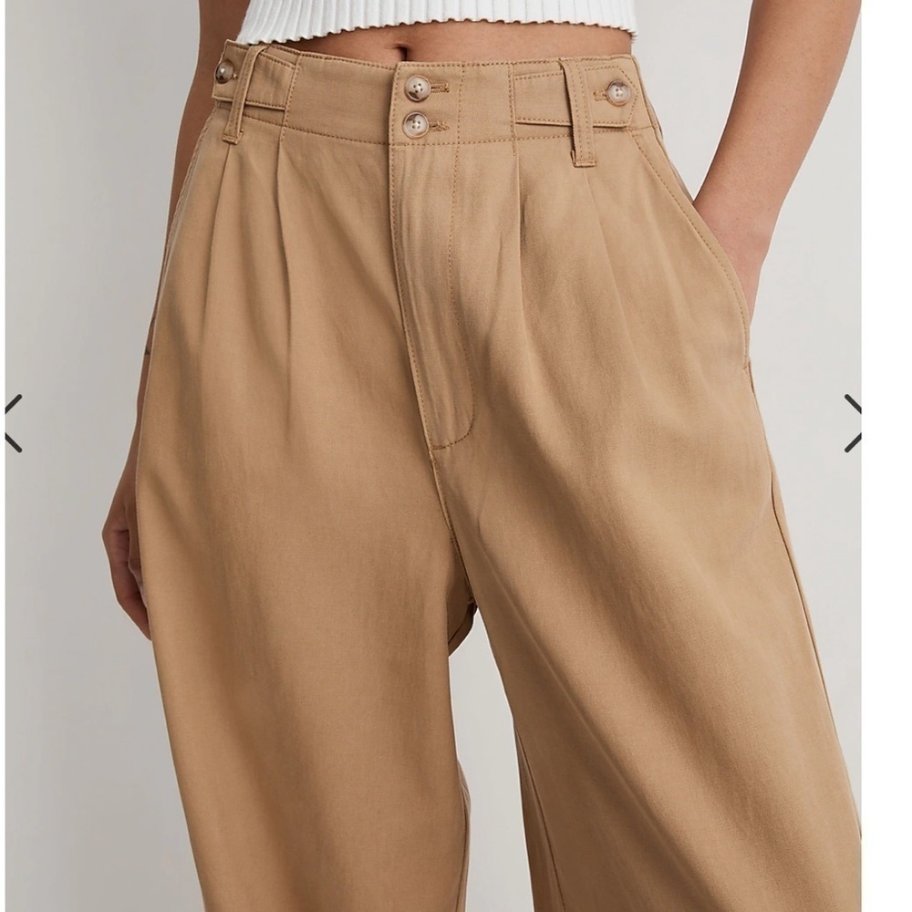 Madewell Harlow Wide Leg Linen Blend Pants Seed Khaki 12 Petite NWT - Picture 11 of 11